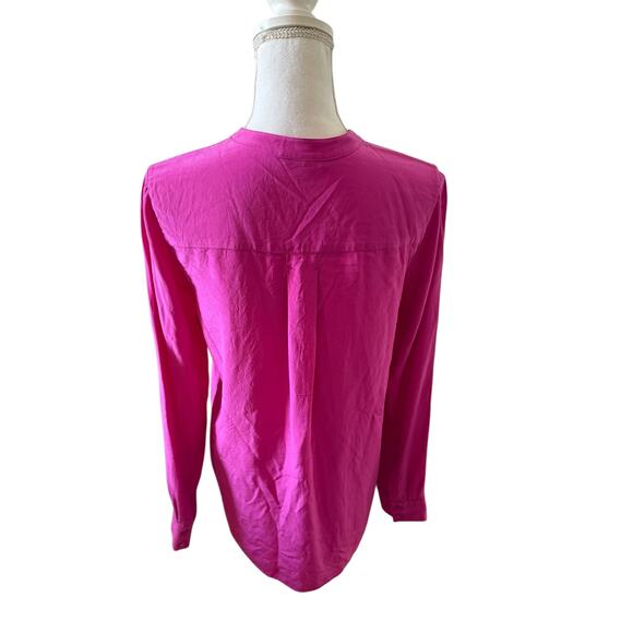 Vince Brushed Silk Long Sleeve Button Front Top Magenta S - Picture 5 of 7
